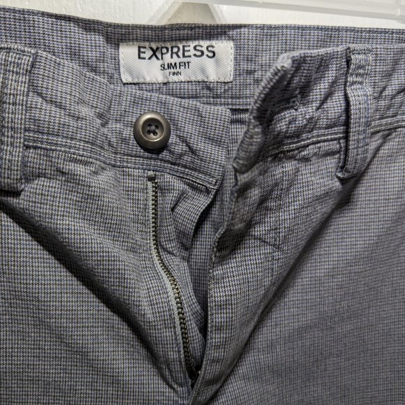 Express Slim Fit Grey Checkered Chinos 32x32 - Picture 2 of 8
